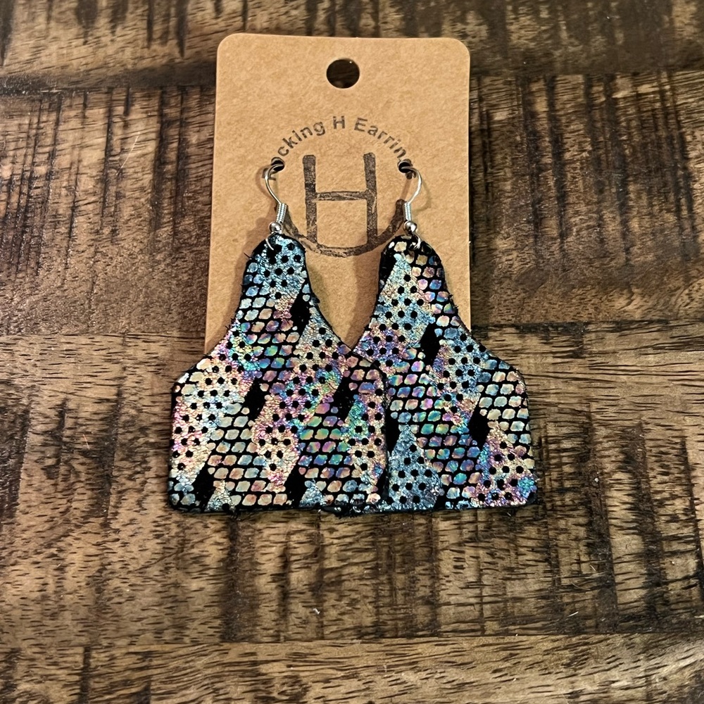 New snake skin leather earrings